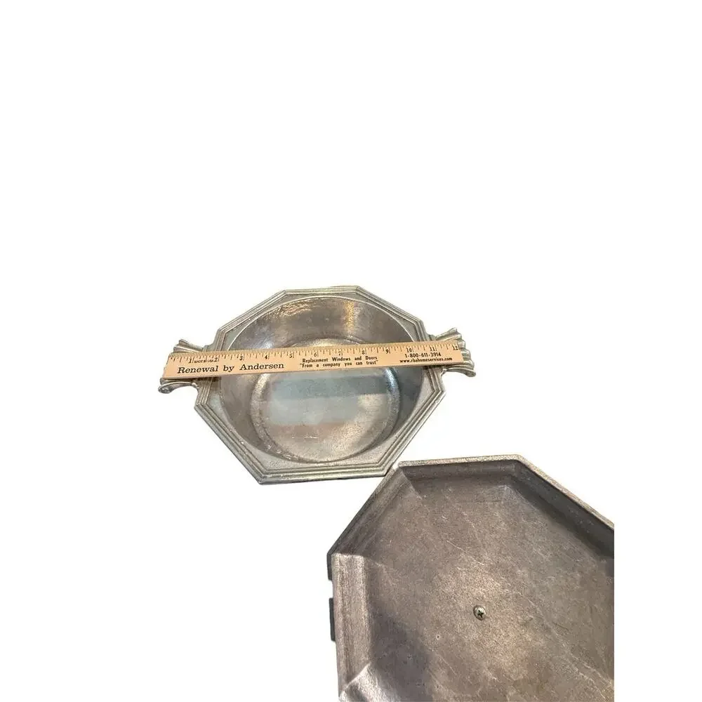 International Silver‎ Co Pewter Rustic Farmhouse Covered Casserole Dish w/Lid